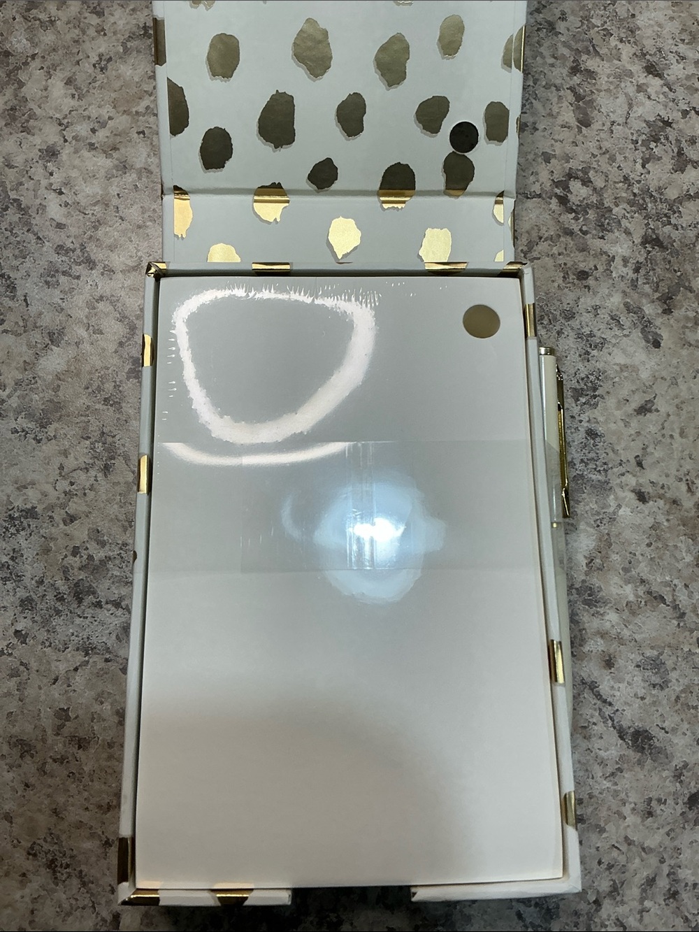kate spade White Notebook with Gold Foil Dot Pattern and Green Band - Picture 5 of 5